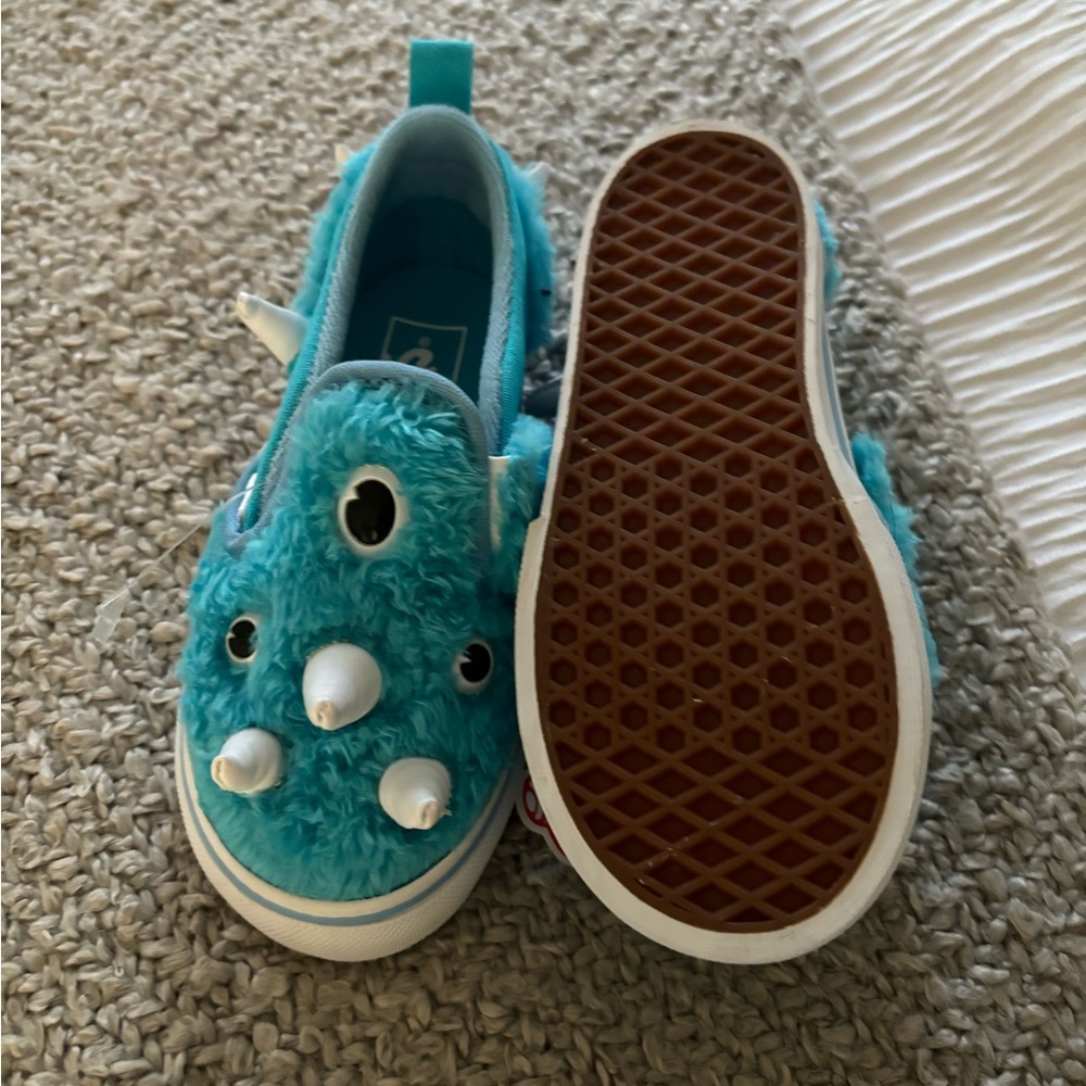 NEW Kids VANS Slip On Blue White Monster Shoes Toddler Size 9.0